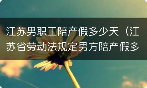江苏男职工陪产假多少天（江苏省劳动法规定男方陪产假多少天）