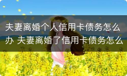 夫妻离婚个人信用卡债务怎么办 夫妻离婚了信用卡债务怎么办