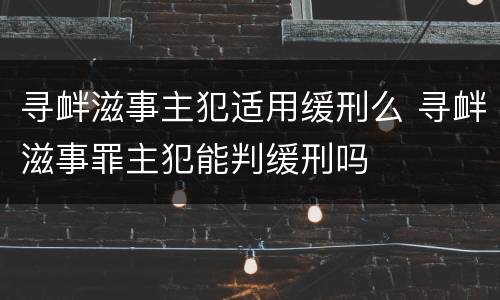 寻衅滋事主犯适用缓刑么 寻衅滋事罪主犯能判缓刑吗