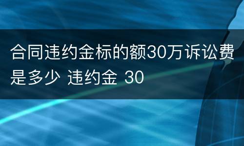 合同违约金标的额30万诉讼费是多少 违约金 30