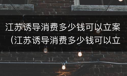 江苏诱导消费多少钱可以立案（江苏诱导消费多少钱可以立案侦查）