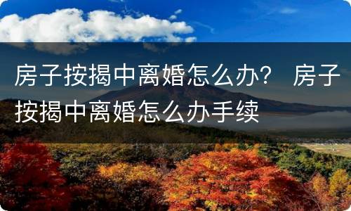 房子按揭中离婚怎么办？ 房子按揭中离婚怎么办手续