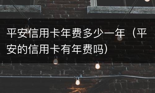 平安信用卡年费多少一年（平安的信用卡有年费吗）