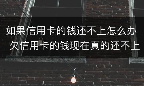 如果信用卡的钱还不上怎么办 欠信用卡的钱现在真的还不上怎么办