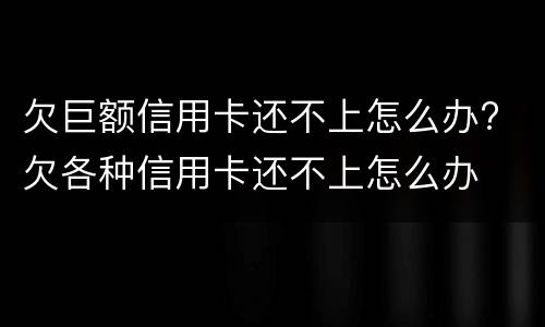 欠巨额信用卡还不上怎么办? 欠各种信用卡还不上怎么办