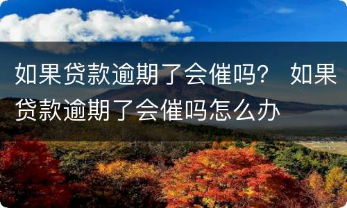 如果贷款逾期了会催吗？ 如果贷款逾期了会催吗怎么办