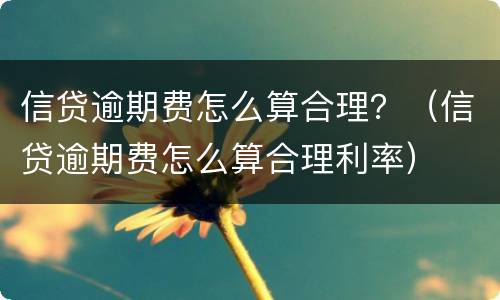 信贷逾期费怎么算合理？（信贷逾期费怎么算合理利率）