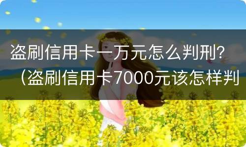 盗刷信用卡一万元怎么判刑？（盗刷信用卡7000元该怎样判刑）
