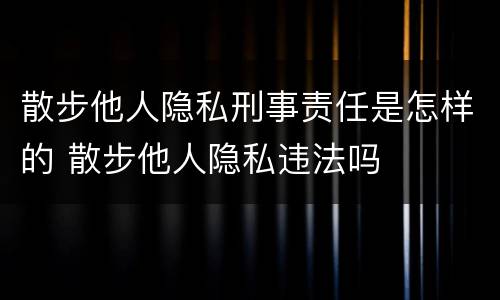 散步他人隐私刑事责任是怎样的 散步他人隐私违法吗