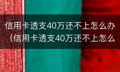 信用卡透支40万还不上怎么办（信用卡透支40万还不上怎么办呢）