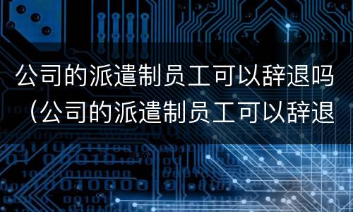 公司的派遣制员工可以辞退吗（公司的派遣制员工可以辞退吗怎么办）