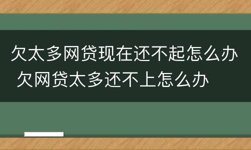 欠太多网贷现在还不起怎么办 欠网贷太多还不上怎么办