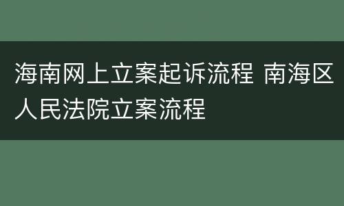 海南网上立案起诉流程 南海区人民法院立案流程