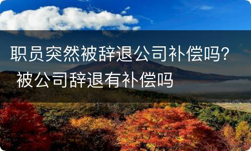 职员突然被辞退公司补偿吗？ 被公司辞退有补偿吗