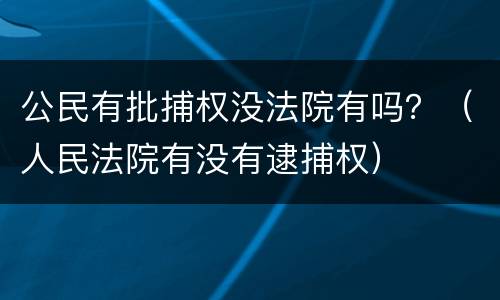 公民有批捕权没法院有吗？（人民法院有没有逮捕权）