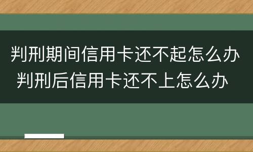 判刑期间信用卡还不起怎么办 判刑后信用卡还不上怎么办