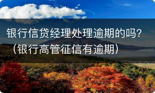 银行信贷经理处理逾期的吗？（银行高管征信有逾期）