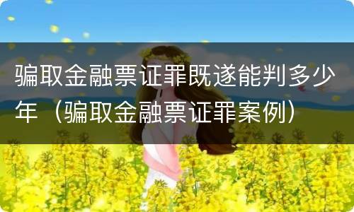 骗取金融票证罪既遂能判多少年（骗取金融票证罪案例）