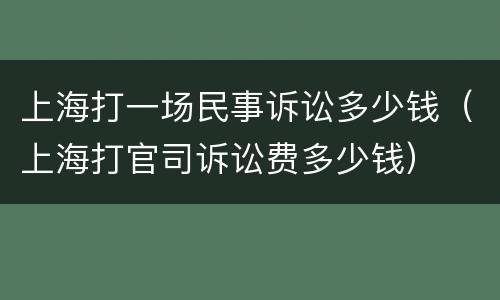 上海打一场民事诉讼多少钱（上海打官司诉讼费多少钱）