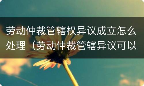 劳动仲裁管辖权异议成立怎么处理（劳动仲裁管辖异议可以上诉吗）
