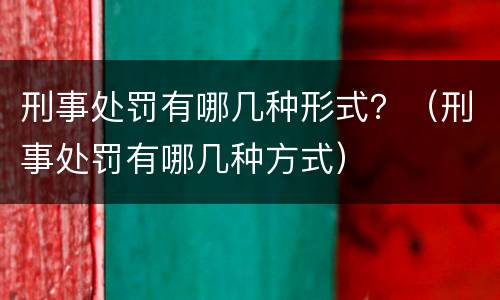 刑事处罚有哪几种形式？（刑事处罚有哪几种方式）