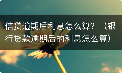 信贷逾期后利息怎么算？（银行贷款逾期后的利息怎么算）