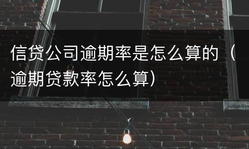 信贷公司逾期率是怎么算的（逾期贷款率怎么算）