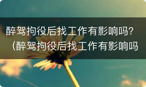 醉驾拘役后找工作有影响吗？（醉驾拘役后找工作有影响吗女）