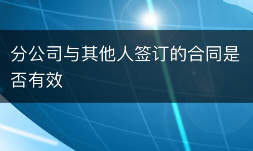 分公司与其他人签订的合同是否有效