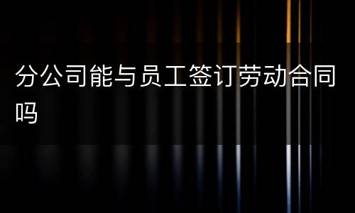 分公司能与员工签订劳动合同吗