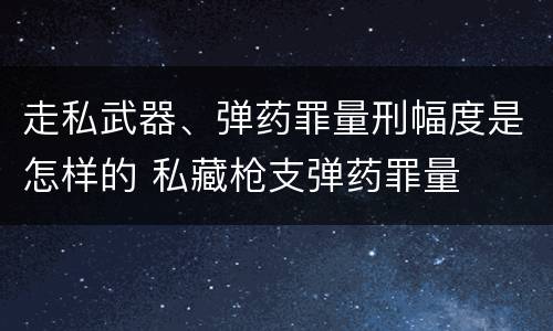 走私武器、弹药罪量刑幅度是怎样的 私藏枪支弹药罪量