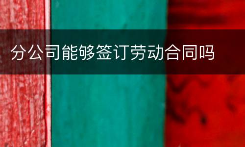 分公司能够签订劳动合同吗