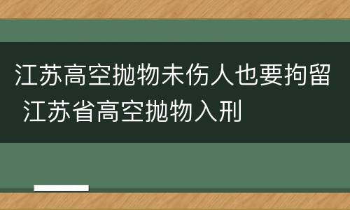 江苏高空抛物未伤人也要拘留 江苏省高空抛物入刑