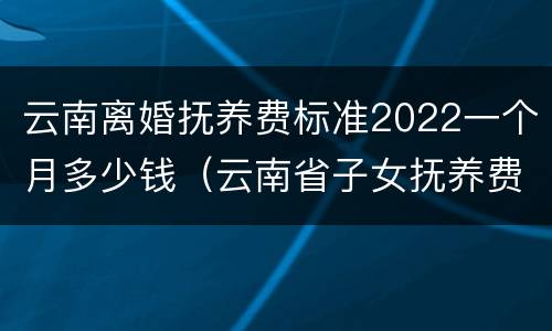 云南离婚抚养费标准2022一个月多少钱（云南省子女抚养费标准）