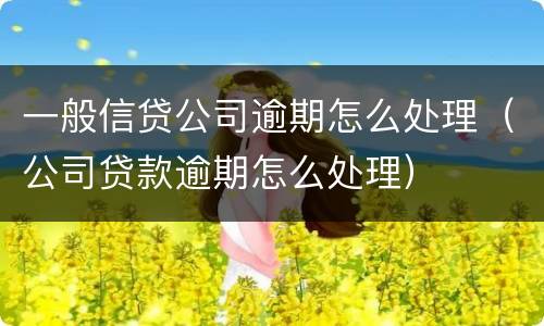 一般信贷公司逾期怎么处理（公司贷款逾期怎么处理）