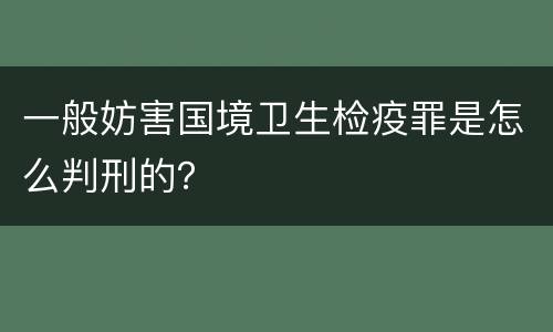 一般妨害国境卫生检疫罪是怎么判刑的？