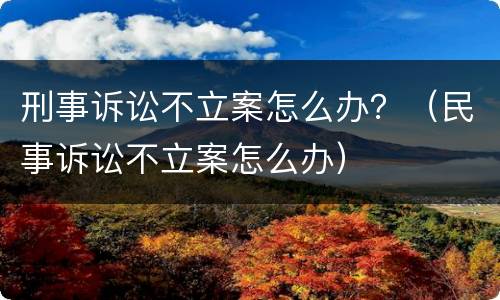 刑事诉讼不立案怎么办？（民事诉讼不立案怎么办）