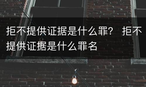 拒不提供证据是什么罪？ 拒不提供证据是什么罪名