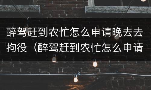 醉驾赶到农忙怎么申请晚去去拘役（醉驾赶到农忙怎么申请晚去去拘役呢）