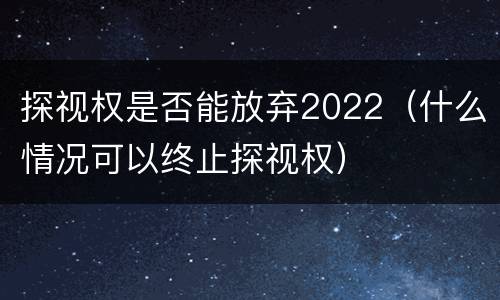 探视权是否能放弃2022（什么情况可以终止探视权）