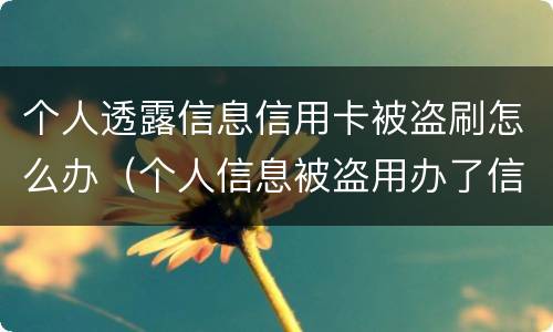 个人透露信息信用卡被盗刷怎么办（个人信息被盗用办了信用卡怎么办）