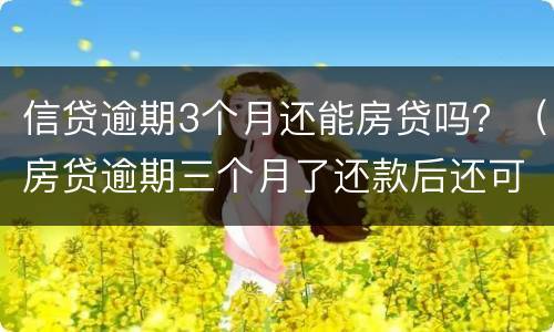 信贷逾期3个月还能房贷吗？（房贷逾期三个月了还款后还可以逾期吗）