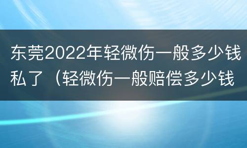 东莞2022年轻微伤一般多少钱私了（轻微伤一般赔偿多少钱）