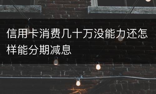 信用卡消费几十万没能力还怎样能分期减息