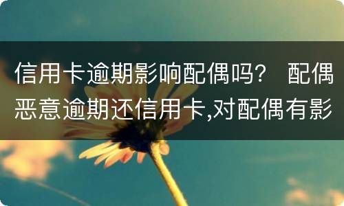 信用卡逾期影响配偶吗？ 配偶恶意逾期还信用卡,对配偶有影响吗
