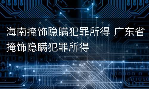 海南掩饰隐瞒犯罪所得 广东省掩饰隐瞒犯罪所得