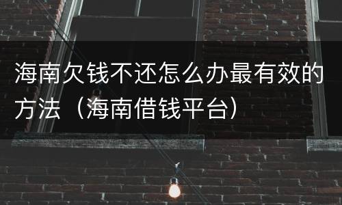 海南欠钱不还怎么办最有效的方法（海南借钱平台）