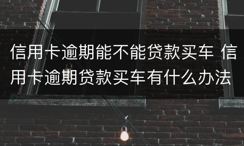 信用卡逾期能不能贷款买车 信用卡逾期贷款买车有什么办法吗?