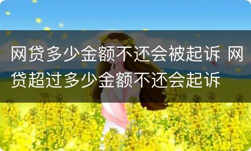 网贷多少金额不还会被起诉 网贷超过多少金额不还会起诉