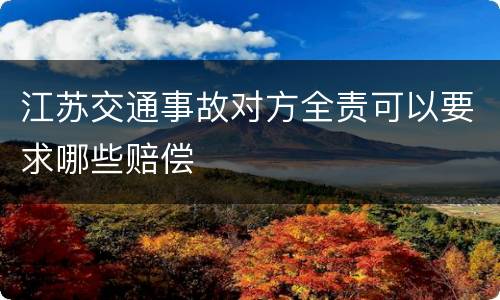 江苏交通事故对方全责可以要求哪些赔偿